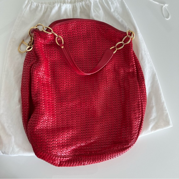 Lady Dior Soft Red Lambskin Leather Large Shopper Tote Authenticity card dustbag - Picture 3 of 13